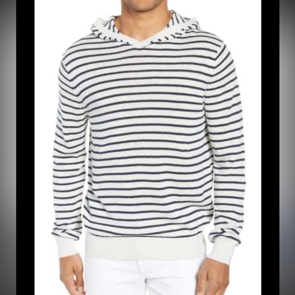 Vince Men's Crewneck Sweater - Black and White Stripes